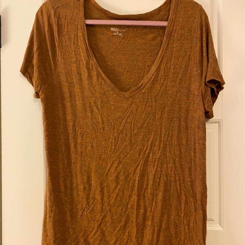 Burnt orange Merona V neck top